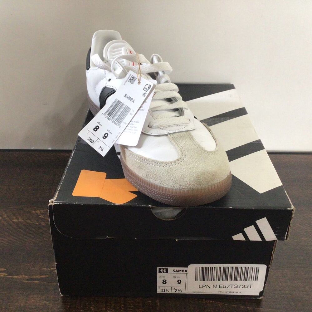 Adidas Samba Unisex Indoor Soccer Sneakers White Black Red Men 8 Women 9 New